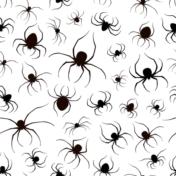 Set of Black Spiders Seamless Background - ベクター画像