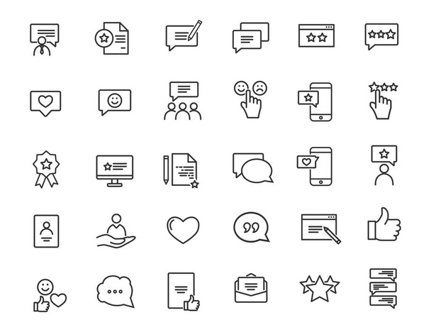 Lineáris visszacsatolási ikonok. Ügyfél elégedettség ikonok egyszerű design. Vektorillusztráció - Vektor, kép