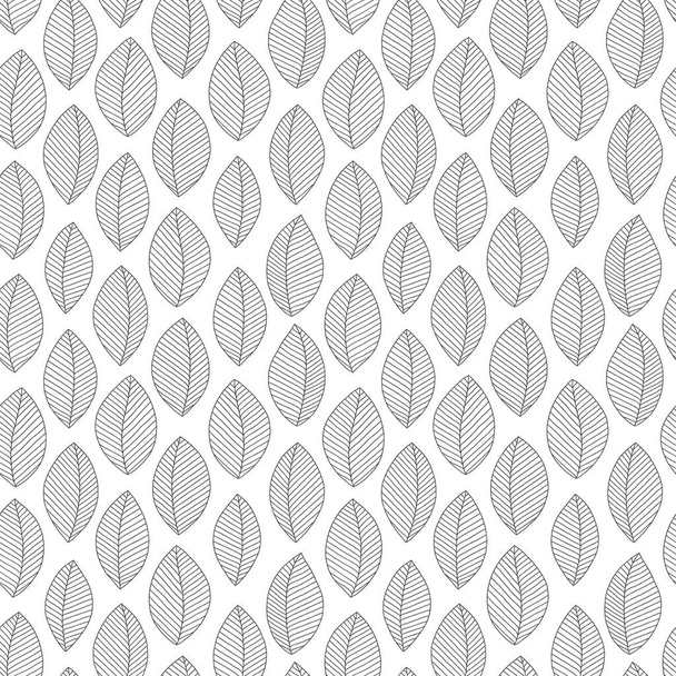 Seamless doodle  leaves pattern for coloring book.  - Вектор,изображение
