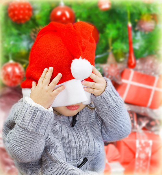Naughty boy in Santa hat - Photo, Image