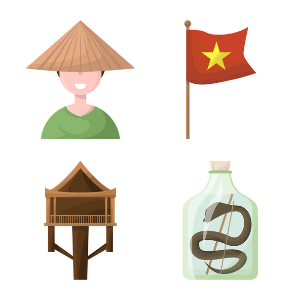 Vector design of vietnam and traditional icon. Collection of vietnam and asia vector icon for stock. - Vector, imagen