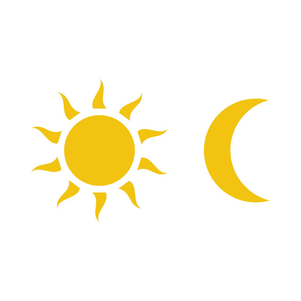 Moon and sun icon vector isolated on white background - Vector, Image