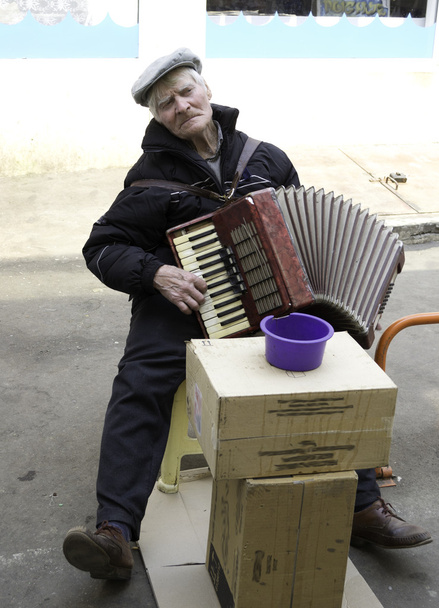The old man plays the accordion. - Foto, imagen