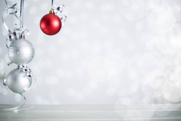 Silver Christmas balls with ribbon - Fotó, kép