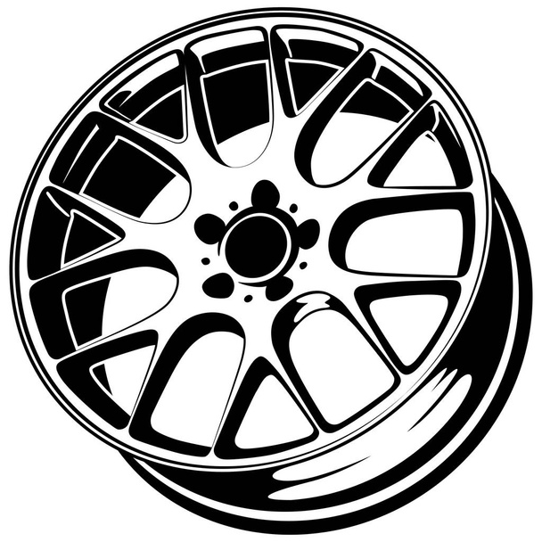 carro roda aro vetor silhueta, ícone, logotipo, monocromático, cor em preto e transparente para design conceitual
 - Vetor, Imagem
