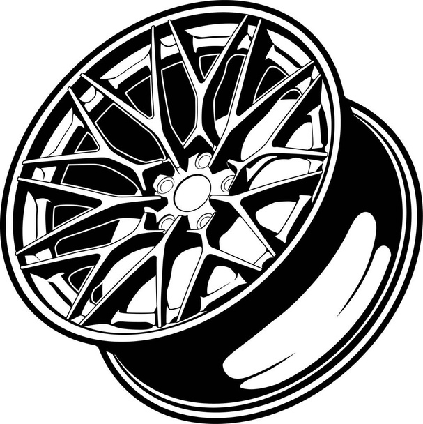 car wheel rim vector silhouette, icon, logo, monochrome, color in black and transparent for conceptual design - Vector, Image