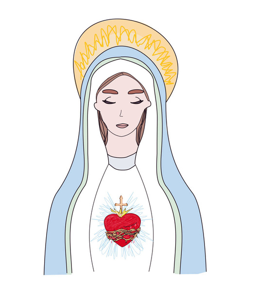 The Heart of Virgin Mary, isolated illustration - Vetor, Imagem