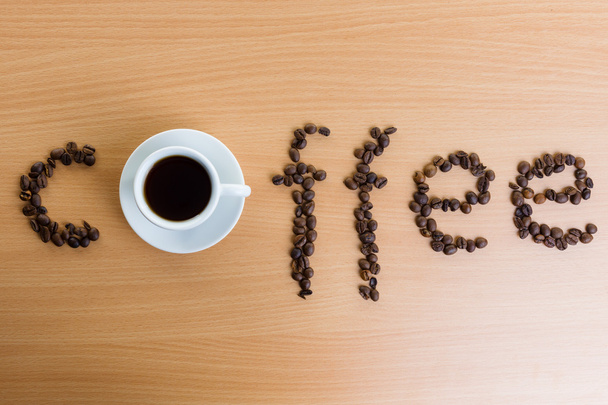 Inscription of coffee from coffee beans - Photo, Image