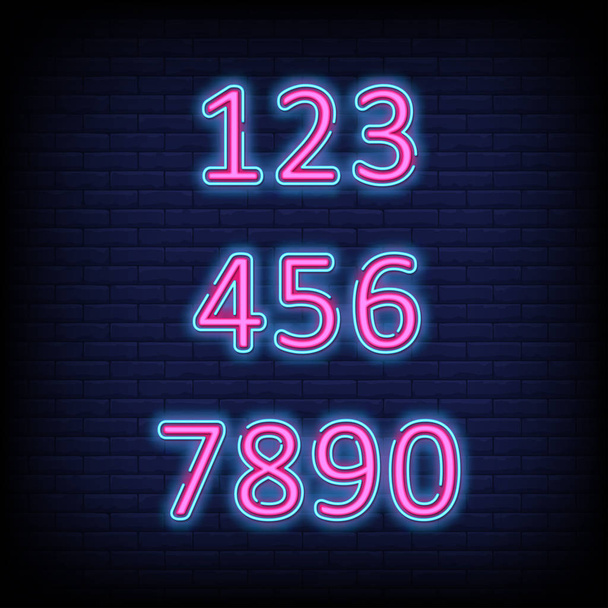 Number Neon Vector with a Brick Wall Background design template modern trend design night neon signboard night bright advertising light banner light art. Vector Illustration - Vector, Image