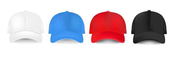 Baseball Cap Design Template Set Fundo branco com malha de gradiente, Ilustração vetorial - Vetor
 - Vetor, Imagem