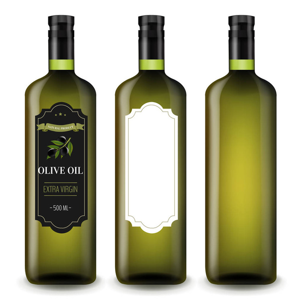 Olive Oil In Glass Bottle transparent Background With Gradient Mesh, Vector Illustration - Vector, Imagen