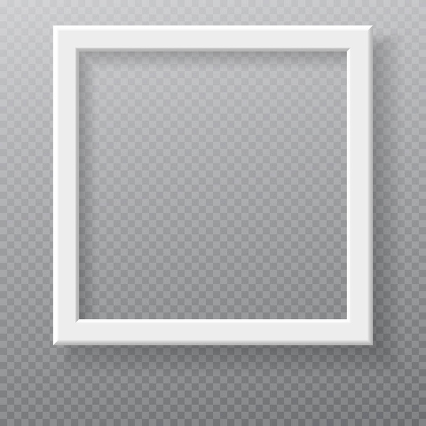 White square paper or plastic frame with soft shadow for text or picture is on squared black background - Vector, Image
