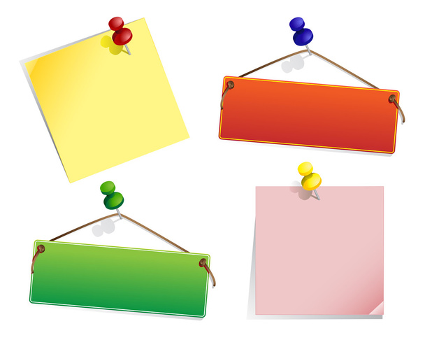 gekleurde-papieren broches en pins - Vector, afbeelding