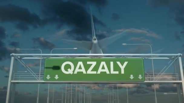 letadlo přistávající v Qazaly Kazachstánu - Záběry, video