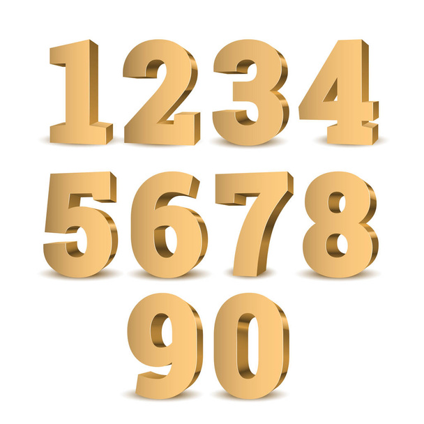 Gold 3d numbers. - Vector, afbeelding