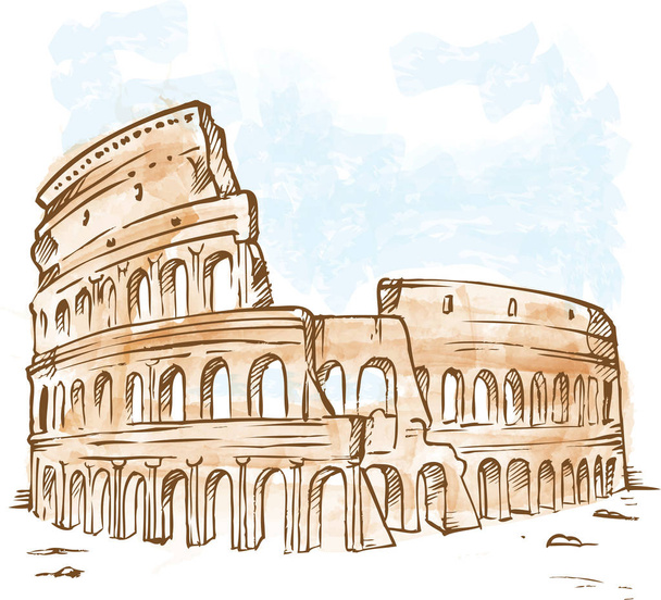 akwarela rzymskie Koloseum  - Wektor, obraz