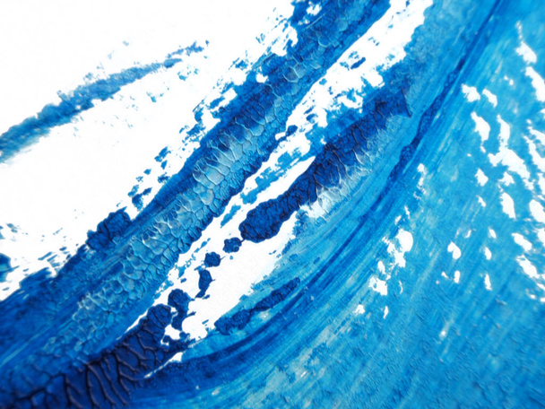 abstrakti sininen akryyli maalaus väri rakenne valkoisella paperilla tausta käyttämällä rorschach mustetahra menetelmällä. - Valokuva, kuva