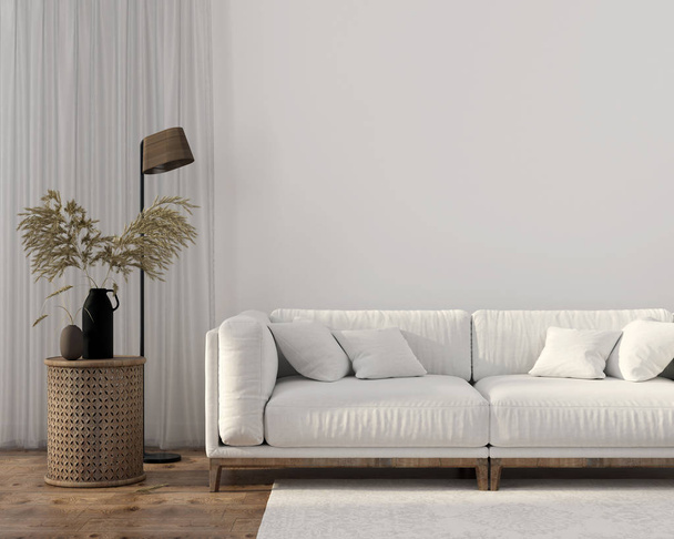 Salon de style ethnique avec canapé blanc
 - Photo, image