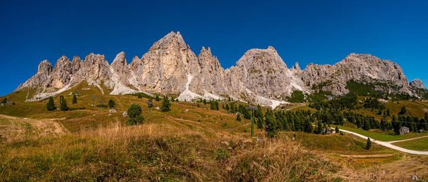 Panoramic view of magical Dolomite peaks of Pizes da Cir, Passo  - Photo, Image