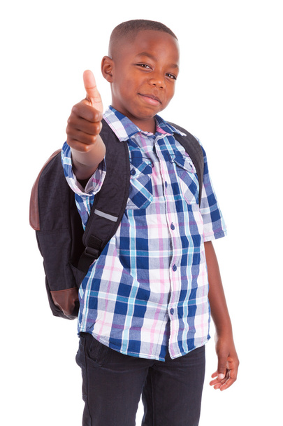 African American school boy making thumbs up - Black people - Fotó, kép