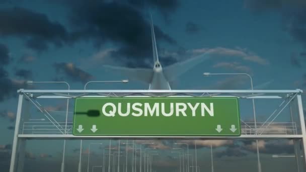 das Flugzeug, das in Qusmuryn Kasachstan landet - Filmmaterial, Video