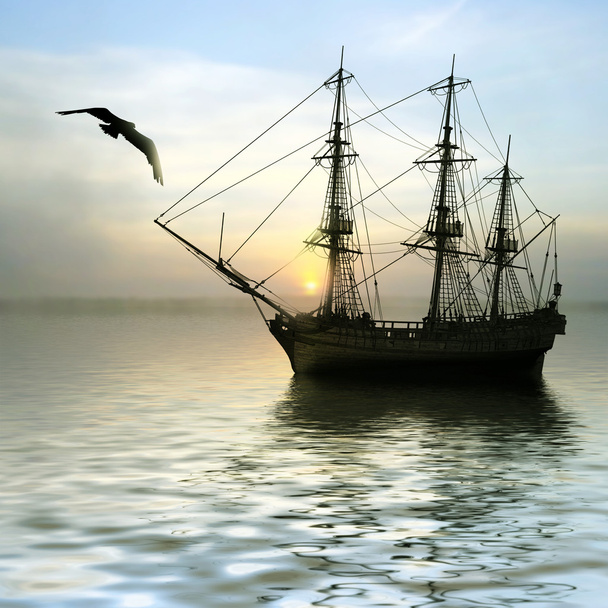 Sailboat against a beautiful landscape - Valokuva, kuva