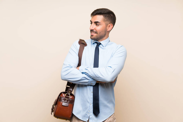 Young business with beard over isolated background looking to the side - Foto, Imagem