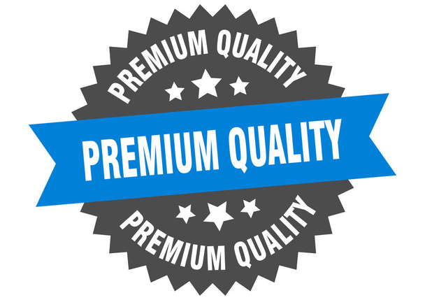 premium quality sign. premium quality blue-black circular band label - Vektör, Görsel