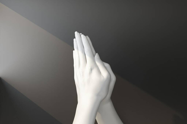 two white hands in a gesture of prayer - Foto, Imagen