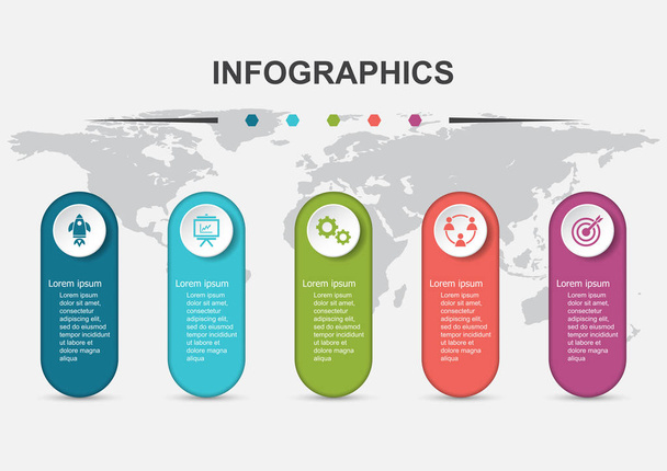 Infografik-Design-Vorlage des 5-Schritte-Prozesses - Vektor, Bild