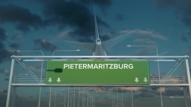 a Pietermaritzburgban, Dél-Afrikában leszálló repülőgép - Felvétel, videó