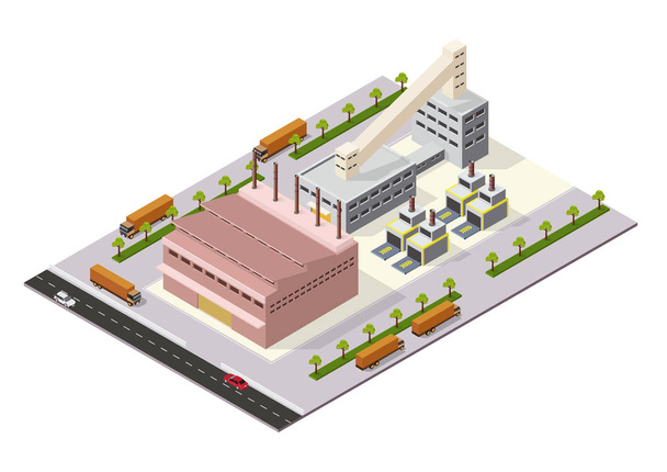 edificios industriales o de fábrica isométricos
 - Vector, Imagen
