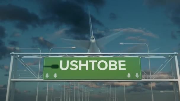the plane landing in Ushtobe kazakhstan - Footage, Video
