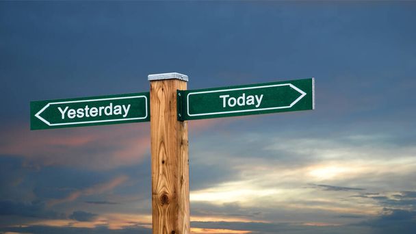 Wall Sign Today versus Yesterday - Photo, Image