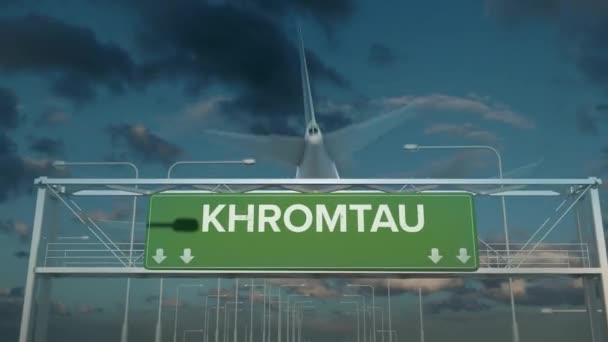 samolot lądujący w Khromtau Kazakhstan - Materiał filmowy, wideo