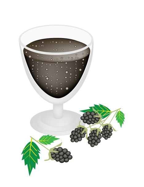 ブラックベリーの果実とガラスでブラックベリーのジュース - ベクター画像