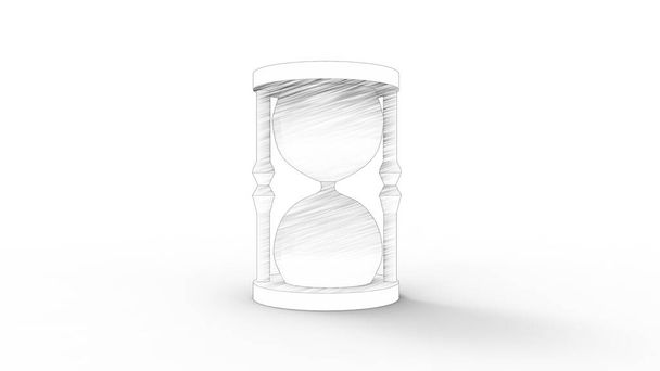 3d απόδοση μιας ώρας γυαλί απομονώνονται σε λευκό φόντο στούντιο - Φωτογραφία, εικόνα