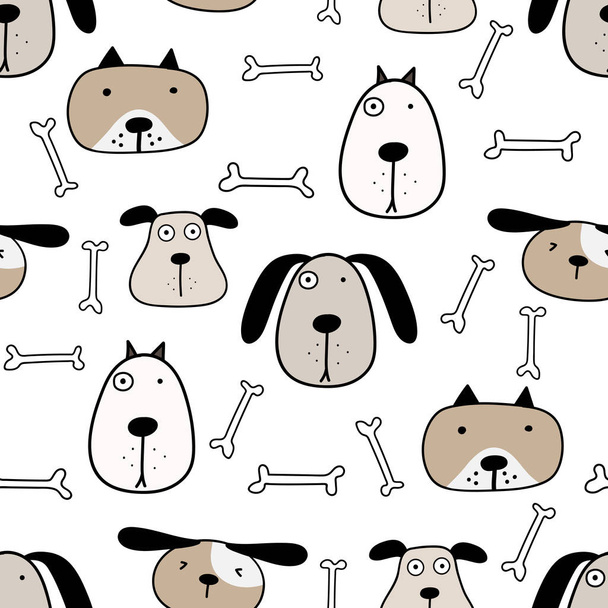 Cute dog seamless pattern background. Vector illustration. - Vector, Image