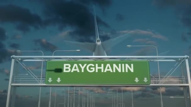 samolot lądujący w Bayghanin Kazakhstan - Materiał filmowy, wideo