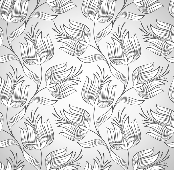 Papel de parede flor sem costura prata
 - Vetor, Imagem