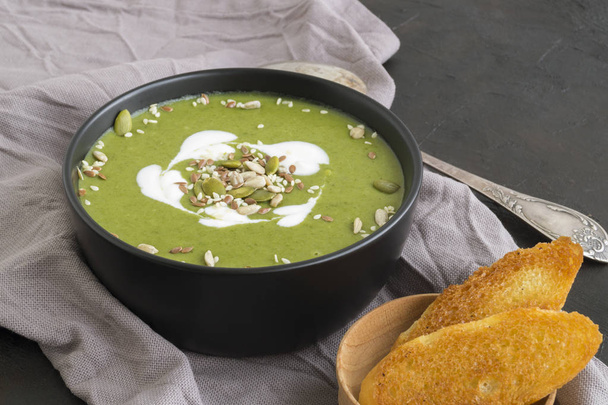 Home useful cream soup of green vegetables - Photo, Image