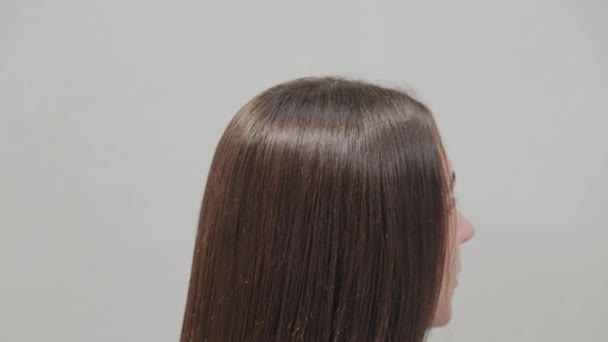 The result of hair straightening at the hairdresser. - Footage, Video