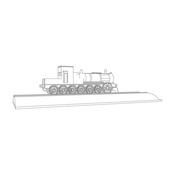 列車のラインアート。ぬりえページ-列車-子供のためのイラスト - ベクター画像