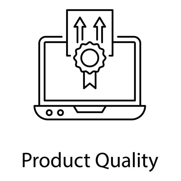 Premium quality label on parcel line icon, product quality  - Vektor, Bild