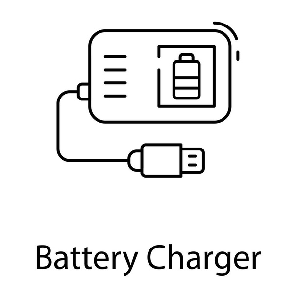 Design of battery charger vector in line icon  - Vektor, obrázek