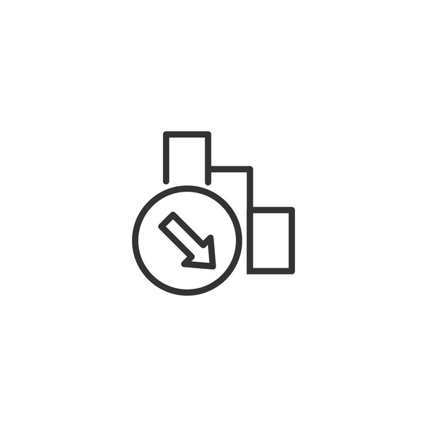 Rezessionsrückgang Chartlinie Symbol in einfachem Design auf weißem Hintergrund - Vektor, Bild
