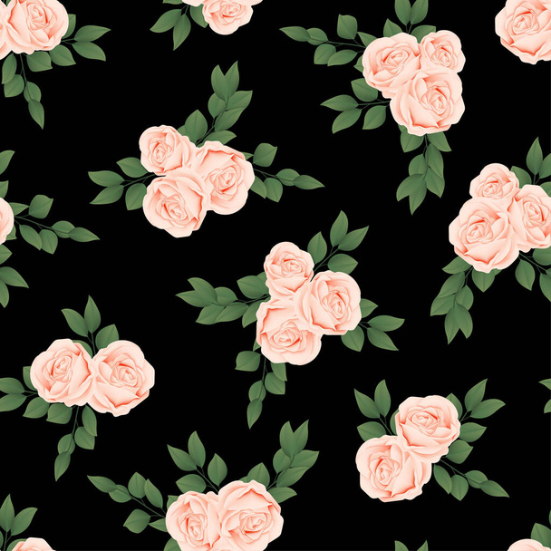 Saumaton kuvio tarjouksen ruusut mustalla pohjalla
 - Vektori, kuva