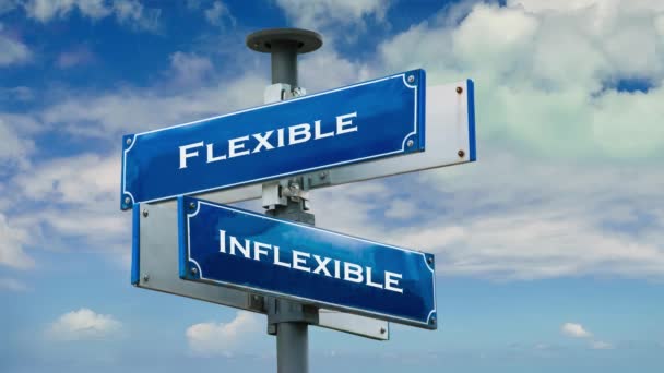 Street Sign the Way to Flexible versus Inflexible - Footage, Video