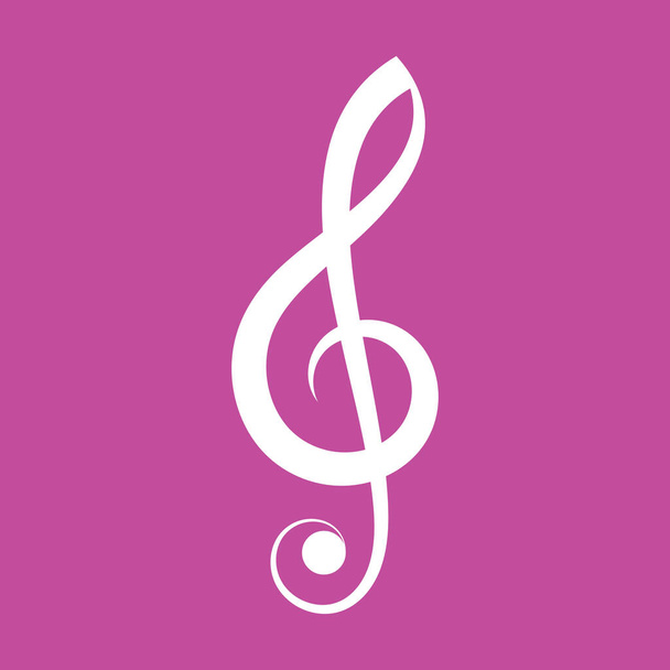 Simple elegant white vector treble clef icon - Вектор,изображение