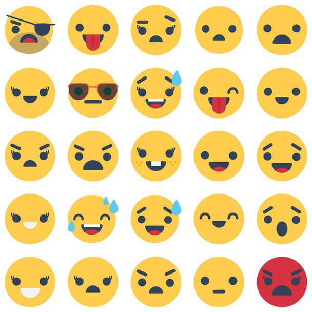 Emotikony i Emoji ikony na białym tle wektor pack, który mogą być łatwo modyfikowane lub edytować w dowolnym kolorze - Wektor, obraz